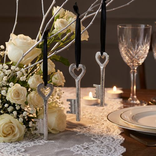 Deko Schlüssel Silber Hochzeit Party Fenster Deko Set 6 Stück 4x11cm | Floristik24.de