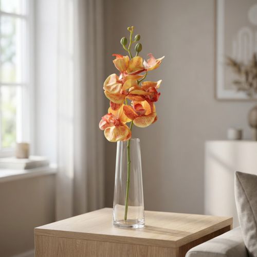 Orchidee künstlich Phalaenopsis geflammt Rot Gelb 78cm | Floristik24.de