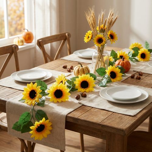Blumengirlande künstlich 135cm mit Sonnenblumen