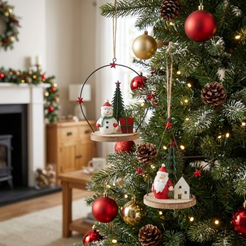 Dekohänger Weihnachtsmann Schneemann Stern H13cm 2St | Floristik24.de