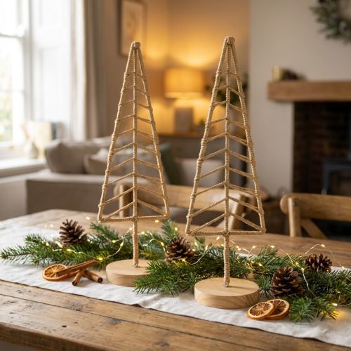 Tannenbaum Deko Aufsteller Metall Holz Natur H39cm 2St | Floristik24.de