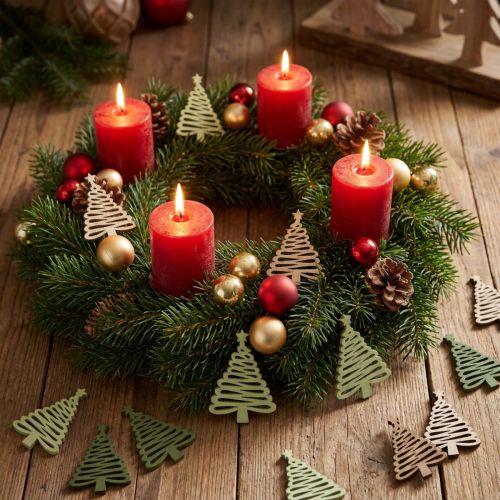 Streuteile Weihnachten Tanne Stern Grün 3x4,5cm 72 St | Floristik24.de