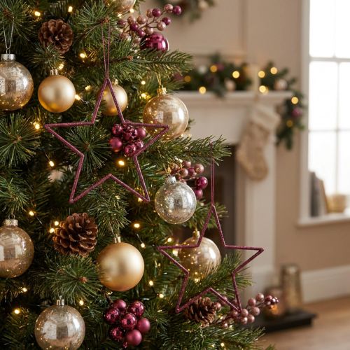 Deko Stern Berry Weihnachtsdeko Hängend Glitter Ø18cm 8 Stück Set | Floristik24.de