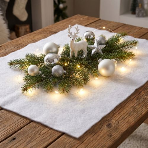 Schneedecke Weiß 240x90cm Winterdeko Polyester