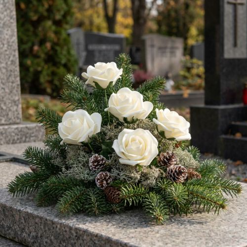 Foam Rosen Creme Ø7,5cm 18 St für Deko & Hochzeit