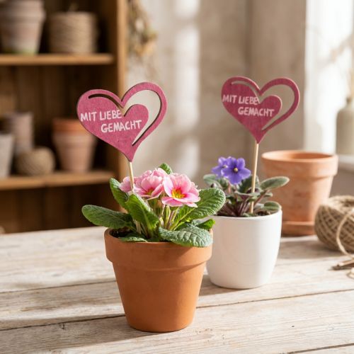 Blumenstecker Selbstgemacht, Dekostecker Herz 7cm 12St | Floristik24.de