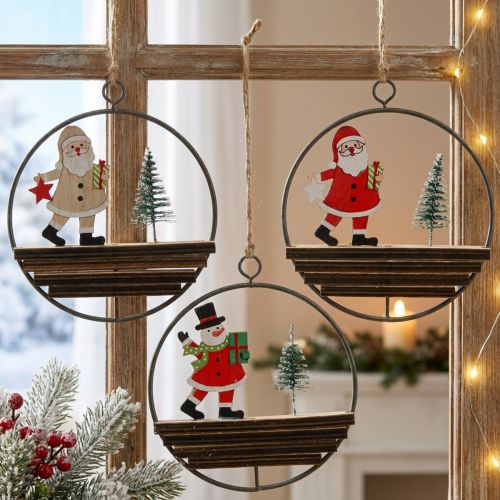 Weihnachtsanhänger Weihnachtsmann Schneemann Ø12cm 3St | Floristik24.de
