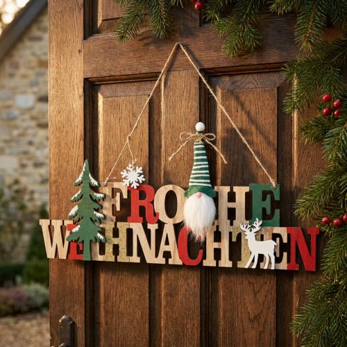 Holz Schriftzug Frohe Weihnachten Türdeko Weihnachten | Floristik24.de