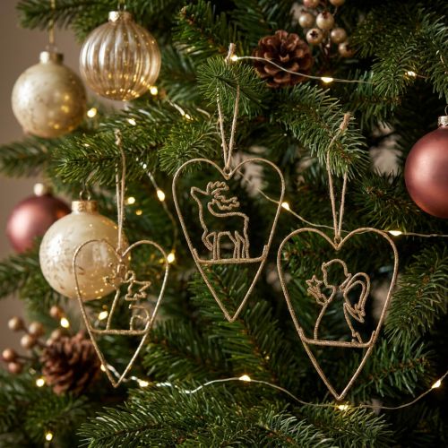 Christbaumschmuck Herz Metallherzen Deko Golden 12cm 6St | Floristik24.de