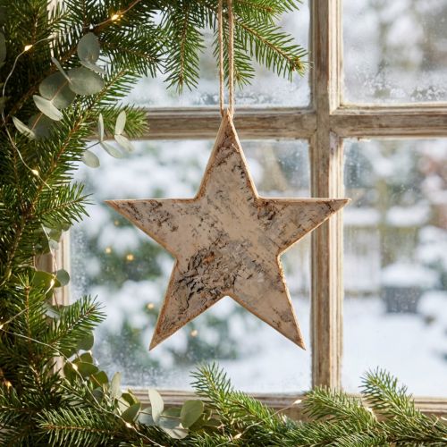 Holzstern Deko Weiß Ø20cm Rustikale Weihnachtsdeko