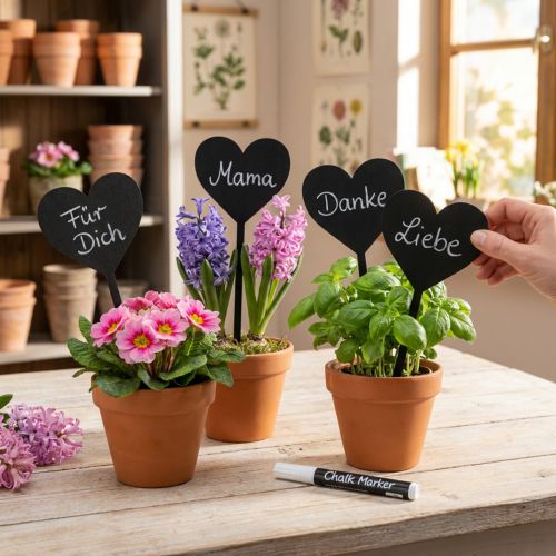 Blumenstecker Herz Holz Dekostecker Deko Herzstecker 9cm Set 6St | Floristik24.de