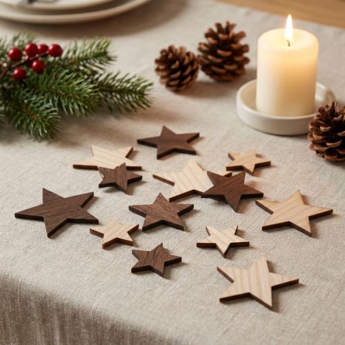 Deko Sterne Weihnachten Natur Braun Ø3,5–5,5cm 48 St | Floristik24.de