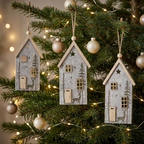 Weihnachtsdeko Filzhäuschen