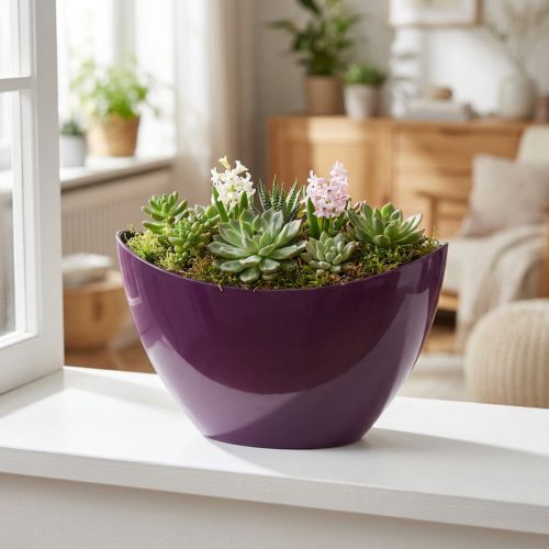 Pflanzschiffchen Dekoschale Schale Lila 20×9cm H12cm | Floristik24.de