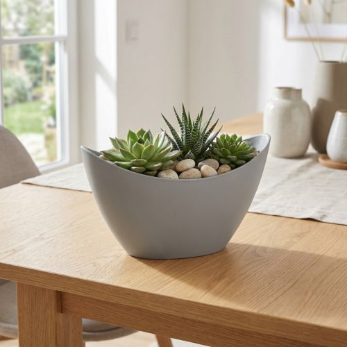 Dekoschale Plastik Grau 20cm x 9cm H11,5cm 1 St | Floristik24.de