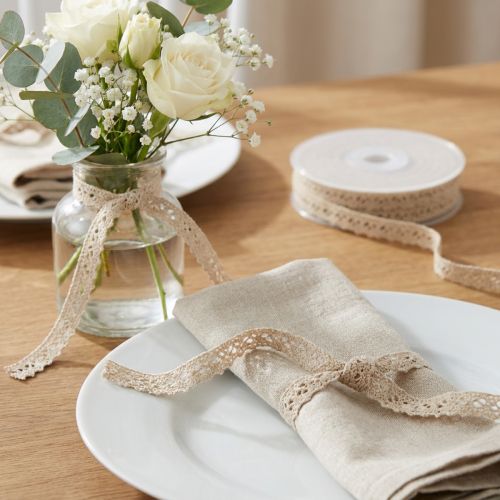Dekoband Schmuckband Häkelspitze Band Beige B12mm L20m | Floristik24.de