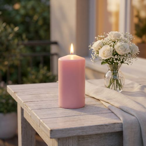 PURE Stumpenkerze 130/70 Rosa Deko Kerze nachhaltig Naturwachs | Floristik24.de