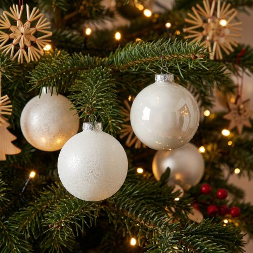 Schneekugel Baumanhänger Christbaumschmuck Weiß 6,5cm