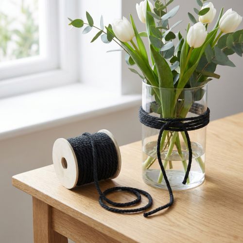Artikel Jutekordel Schwarz, Schmuckband, natürliche Jutefaser, Dekoseil Ø8mm 7m