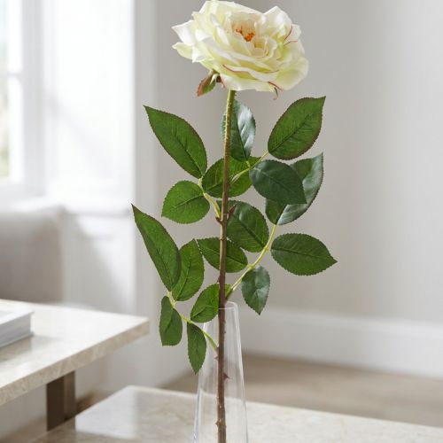 Artikel Rose künstlich, Deko-Rose, Seidenblume Cremeweiß, Grün L72cm Ø12cm