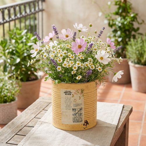 Artikel Deko Dose Apricot Pflanztopf Metall Sommerdeko Ø15,5cm H15cm