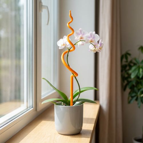 Orchideenstab Kunststoff Orange Rankhilfe Orchideen H64cm | Floristik24.de