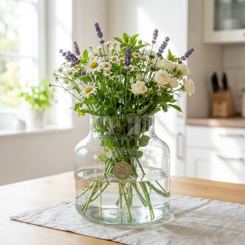 Glasvase Rund Groß 100% Recyceltes Glas H20 Ø17cm