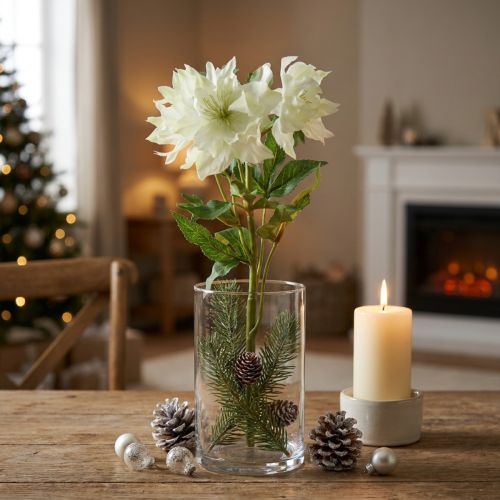 Christrose Künstlich Schneerose Deko Seidenblumen 36cm | Floristik24.de