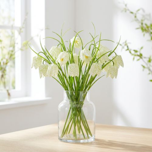 Schachbrettblumen Fritillaria künstlich Weiß, Grün 40cm 12 St | Floristik24.de
