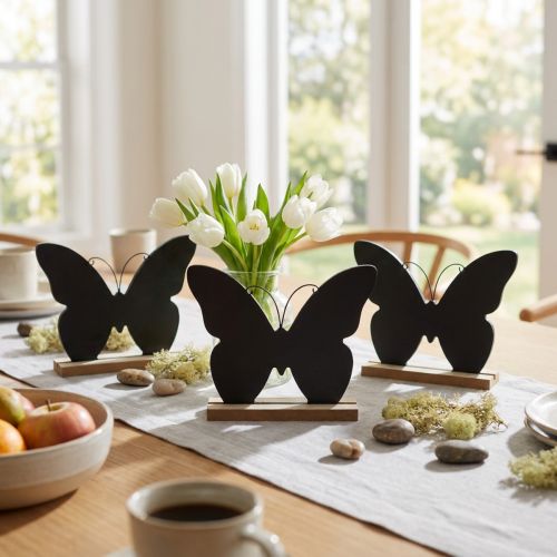 Tischdeko Holz Deko Schmetterling Schwarz Natur 15cm 6 St | Floristik24.de