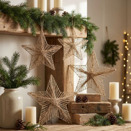 Stern Jute Natur Rustikaler Weihnachtsstern 30cm 4St | Floristik24.de