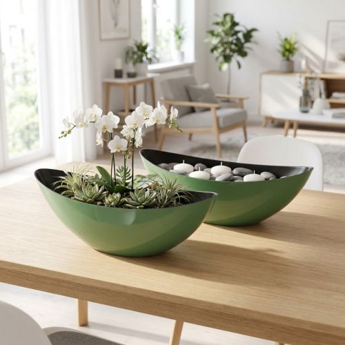 Grüne Halbmond-Schale Kunststoff 39 cm Dekoration
