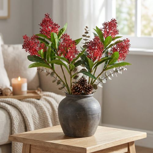 Künstliche Blumen Rot Skimmia japonica Skimmie 45cm 2St | Floristik24.de