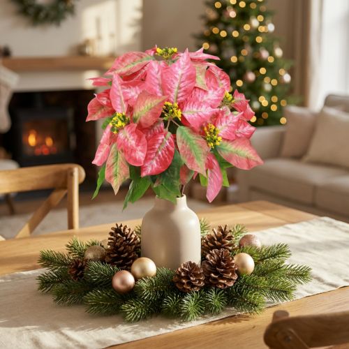 Weihnachtsstern Künstlich Rot Rosa 53cm