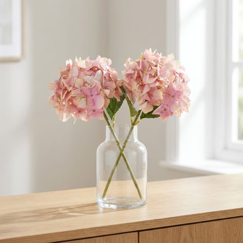 Elegante Künstliche Hortensie in Pastellrosa 58cm 2St | Floristik24.de
