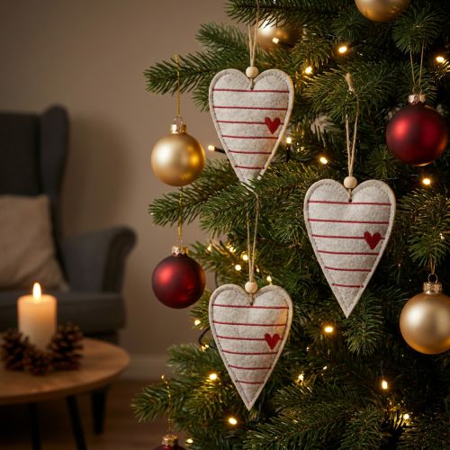 Filzherzen Christbaumschmuck