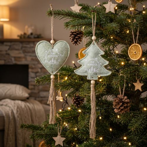 Filzanhänger Christbaumschmuck Herzen Tannen Weihnachtsdeko Landhausstil | Floristik24.de