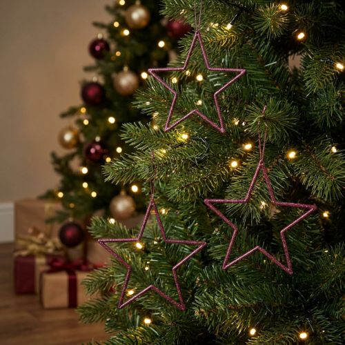 Deko Sterne Weihnachtsbaum Berry Glitter Lila Ø12cm 12 Stück | Floristik24.de