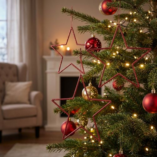 Deko Sterne Weihnachten Glitter Rot 18cm 8 Stück - Weihnachtsbaum-Anhänger und Fensterdeko | Floristik24.de