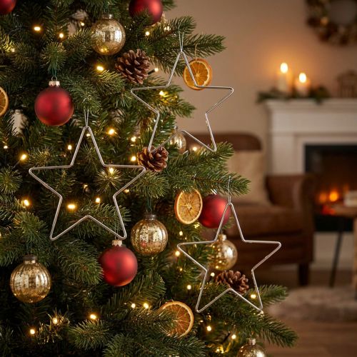 Deko Stern Weihnachten Silber Hängend Ø15cm 6er Set | Floristik24.de
