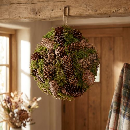 Echte Zapfen Deko Kugel mit Moos Naturdeko Ø25cm H25cm | Floristik24.de