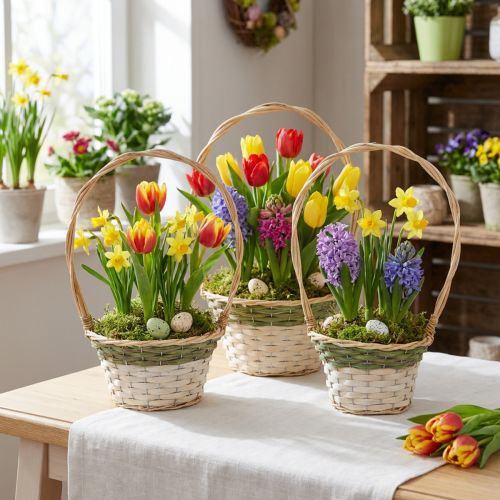 Blumenkorb Henkel Natur Ø18–26cm 3er-Set