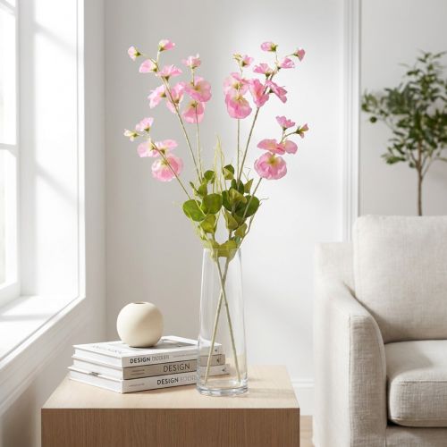 Wicken Kunstblumen Rosa auf langem Stiel 74cm 2St | Floristik24.de