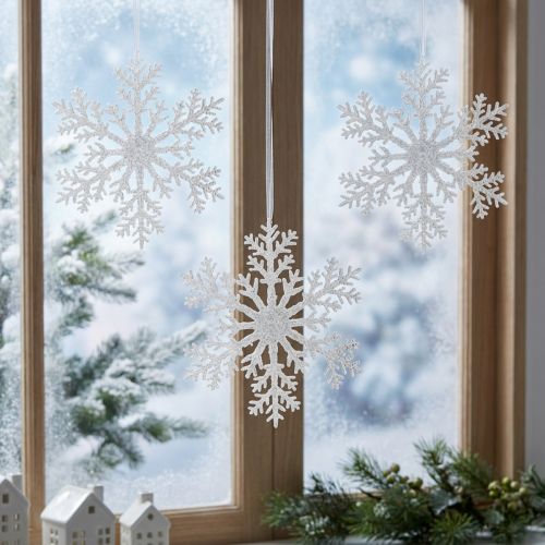 Schneeflocken Deko Eiskristall zum Hängen 18×20cm 4St | Floristik24.de