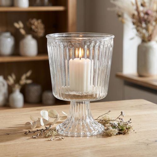 Windlichtglas Pokal geriffelt Glas Deko Ø11,5cm H15cm | Floristik24.de