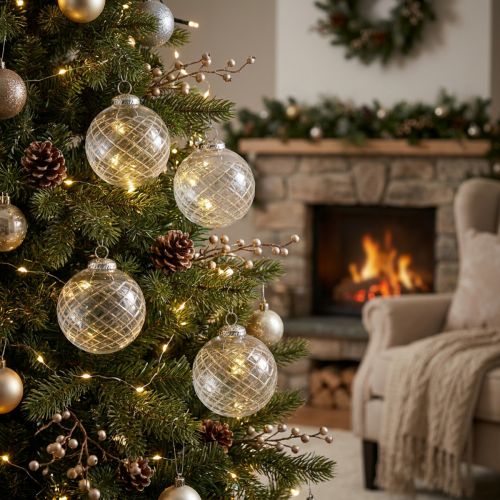 Weihnachtskugeln Glas Klar Ø10cm 3St