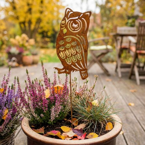 Gartenstecker Rost Eule Metall 19cm Edelrost Deko