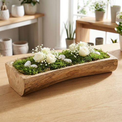 Holz Deko mit Mulde Dekoschale Holz 40×13–16cm×6,5cm | Floristik24.de