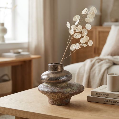 Deko Vase Keramik Metallic Optik 19×18×16cm
