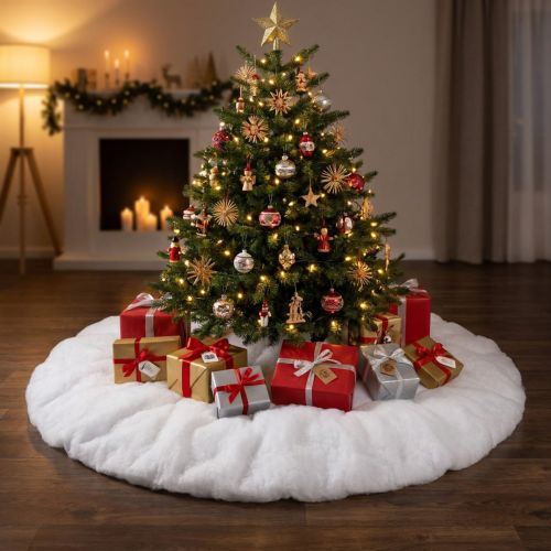 Weihnachtsbaumdecke rund Schnee Unterlage Ø100cm | Floristik24.de